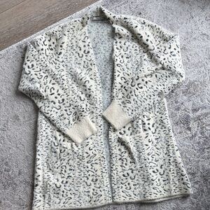 Cozy Leopard-Print Open Cardigan Sweater - Ivory/Gray - Revolution - Stitch Fix